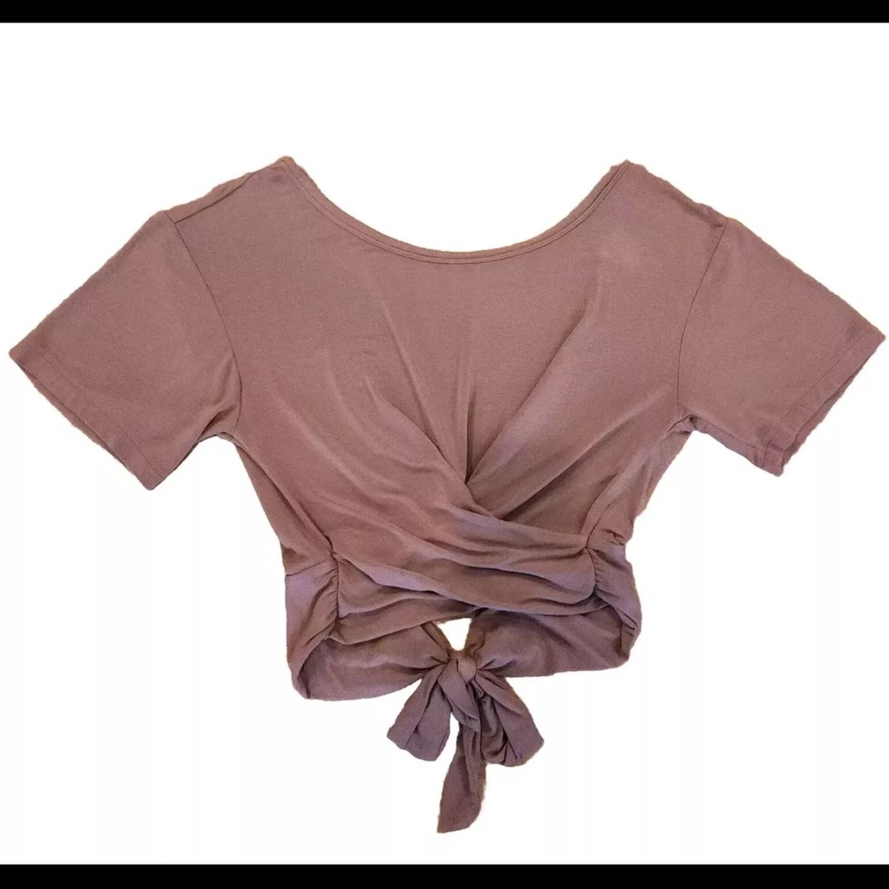Victorias Secret HEAVENLY CROPPED SHIRT XS SOFT Top Tie Back Mauve Pink
